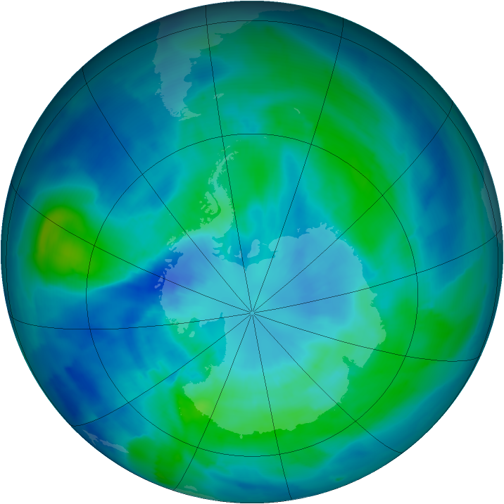 Antarctic ozone map for 24 March 2012